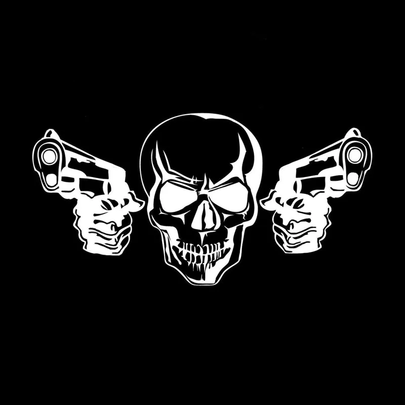 

Coolest Gun Skull Car Stickers High Quality Decoration Vinyl Motorcycle Bicycle Cover Scratches Waterproof Accessories Graphic