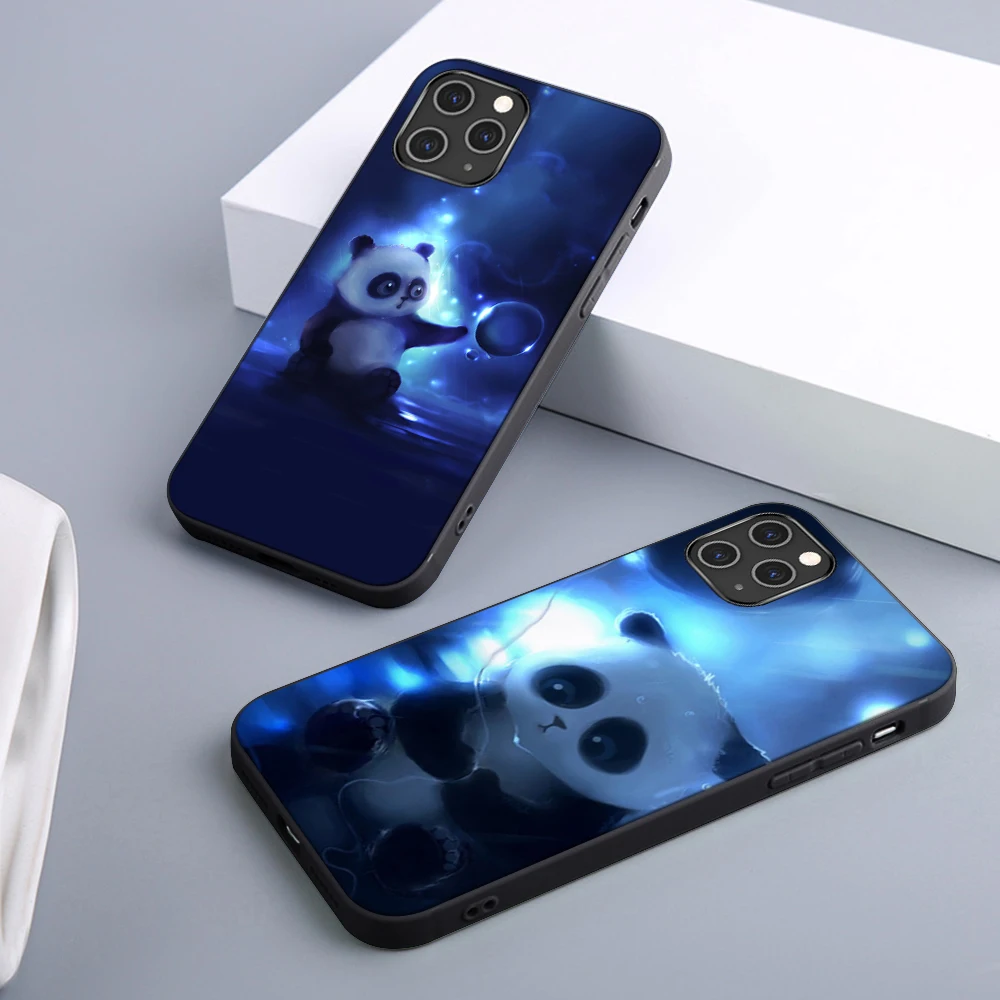 

Lovely Panda Case For iPhone 12 11 Pro Max Mini Cover for iPhone 11 Pro X XR XS MAX 7 8 6 S Plus 5S SE 2020 Soft TPU Phone Funda