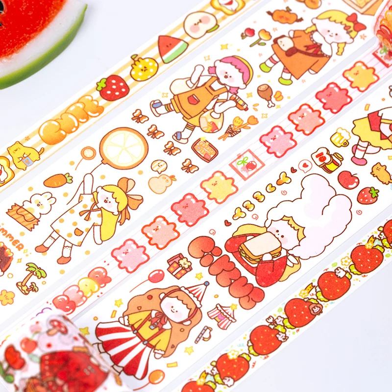 Набор из 5 рулонов ленты для блокнота ежедневная серия девушка сердце ручная