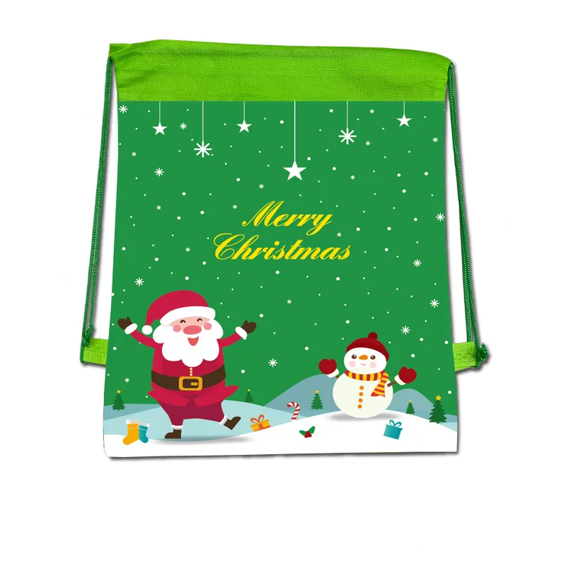Santa Claus Drawstring Bags Kids Favors Travel Pouch Storage Bag Non-woven Fabrics Backpack Merry Christmas Supplies | Дом и сад