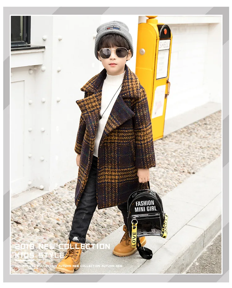 Winter Jackets Boys Solid Woolen Double-breasted Baby Boy Trench Coat Lapel 3 4 5 6 7 Y Kids Outerwear Coats For Boy Windbreaker