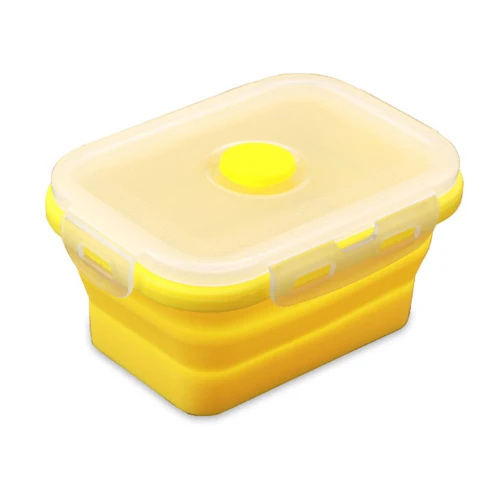 Yellow Силиконовый складной Ланч-бокс, контейнер для хранения продуктов, портативный складной Ланч-бокс для детей и взрослых - Цвет: Yellow