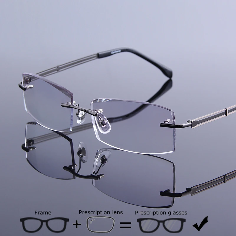 Отличное качество очки без оправы по рецепту Мужские квадратные для