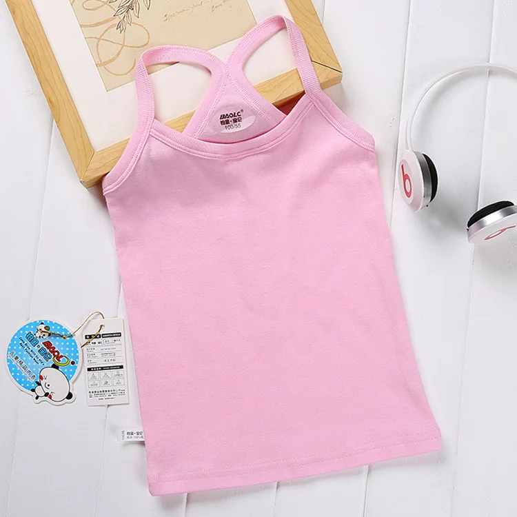 Pink A Хлопковая майка для малышей, футболки для маленьких мальчиков и девочек, яркие цвета, майки, топы, детская нижняя трикотажная рубашка, Спортивное нижнее белье для От 2 до 10 лет - Цвет: Pink A