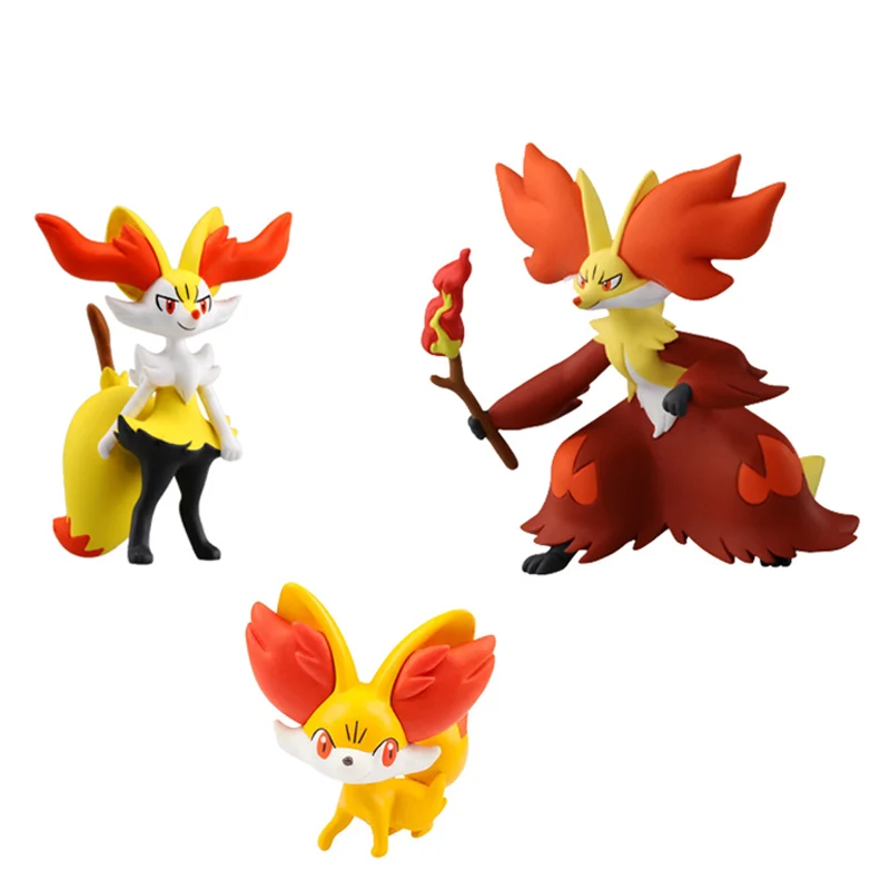 TAKARA TOMY Pokemon Cartoons Anime Figure Delphox Braixen Fennekin Pocket Monsters Action Figures Hand-made Model Toys Kids Gift | Игрушки и