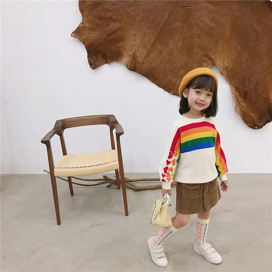 Tonytaobaby/осенне-зимняя одежда; Новинка; детская одежда с радугой; Свободный пуловер; свитер; свитера для мальчиков и девочек
