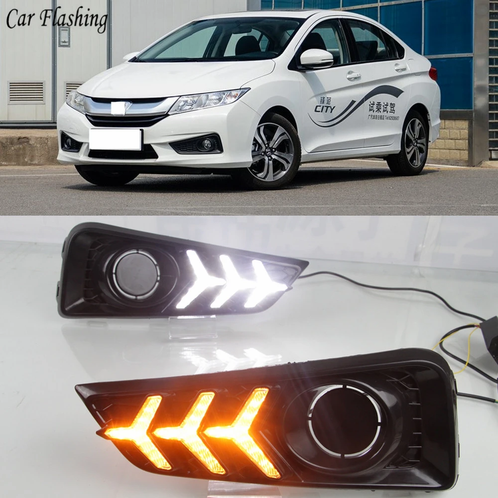 Автомобильный мигающий светодиод для Honda City Grace 2015 2016 2017 дневные ходовые огни