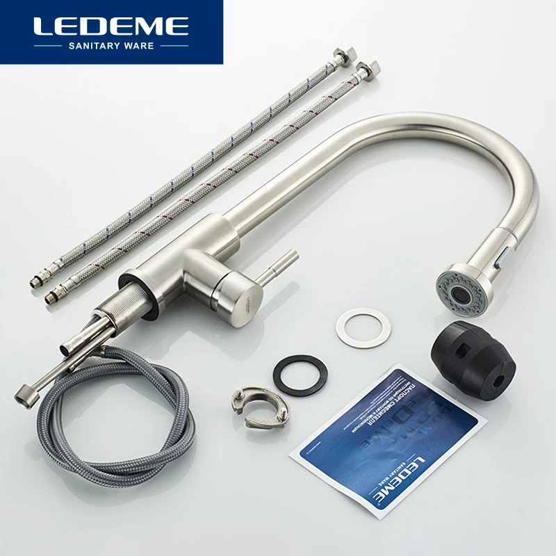 LEDEME Faucet L76005-1 Смеситель для кухни c выдвижной лейкой Материал: Нержавеющая сталь