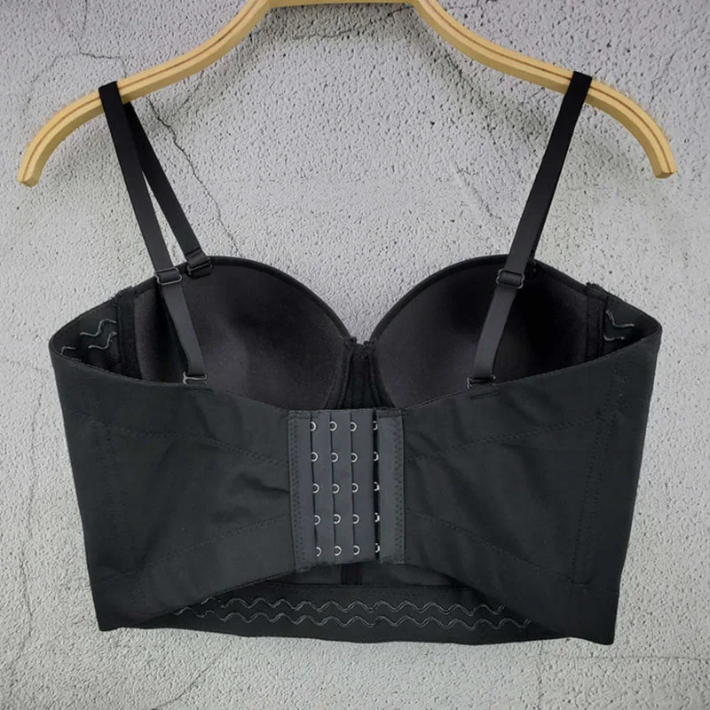 

Women Sexy Crop Top Bustier Diamond Chain Solid Push Up Bra Cropped Festival Night Club Party Tank Top