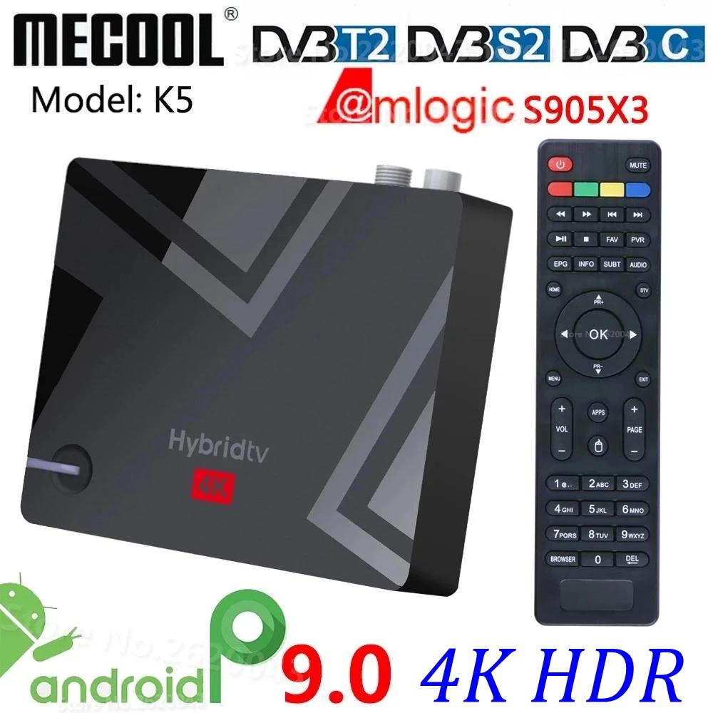 ТВ-приставка MECOOL K5 DVB T2 S2 2 + 16 ГБ Android 9 0 Amlogic S905X3 4 ГГц | Электроника