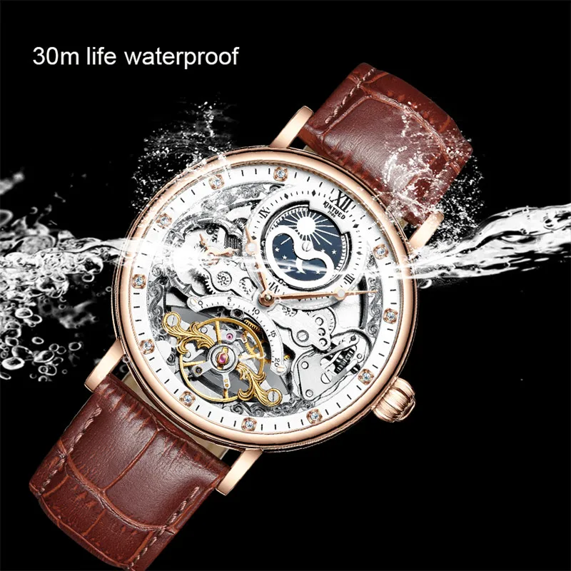 KINYUED New Skeleton Watches Mechanical Automatic Watch Men Tourbillon Sport Clock Casual Business Wrist Relojes Hombre | Наручные часы