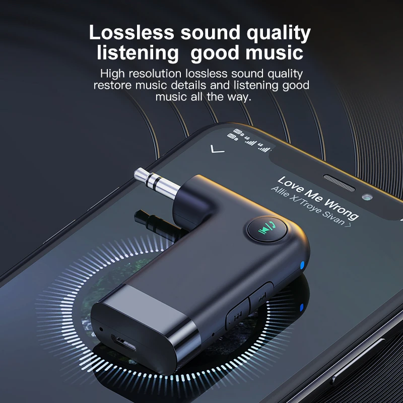 For Car Music Audio Aux Headphone Handsfree Bluetooth 5.0 Receiver 3.5mm Streaming Auto for PC Headphones |