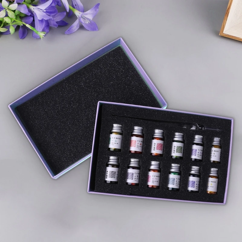 

13Pcs/Set Cherry Blossom Rain Bottled Dip Glass Pen Ink With Fountain Dip Writing Signature Pen Art Supplies Gifts