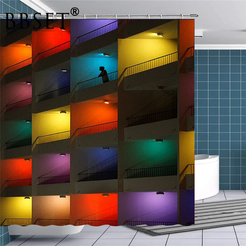 

High Quality Shower Curtain Colorful Corridor Windows Pattern Waterproof Multi-size Douchegordijn Bathroom Decor with 12 Hooks