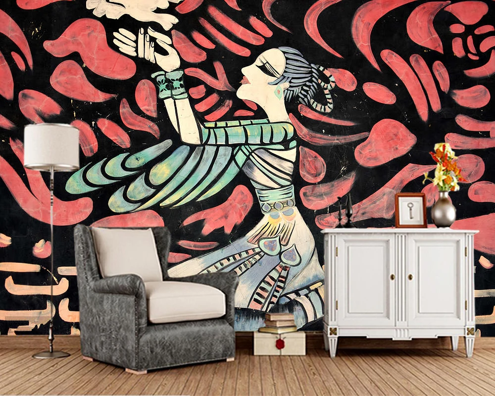 Обои 3d в этническом стиле с граффити для девушек обои гостиной телевизора