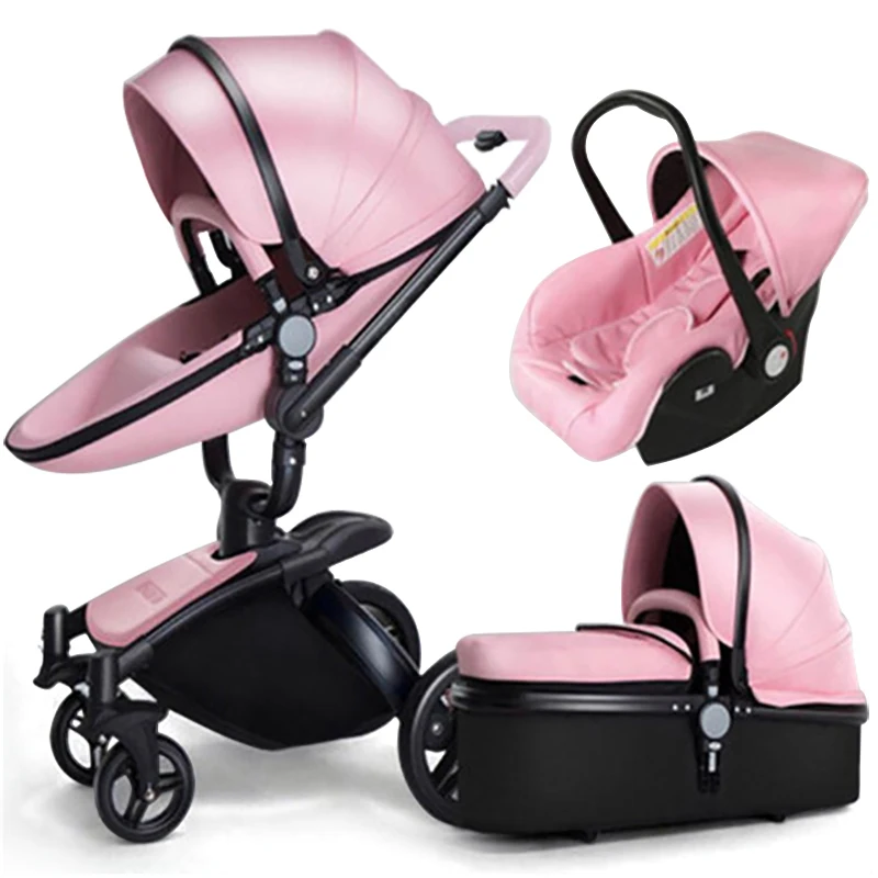 3 in 1 Pink 1 В 2/3 детская прогулочная коляска складная двухсторонняя тележка портативный Зонт с троллейбусом дорожная сумка для коляски Jogger дорожная система для детей - Цвет: 3 in 1 Pink