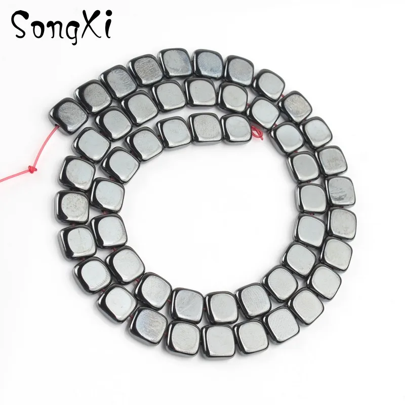 Бусины из натурального камня черного гематита квадратной формы