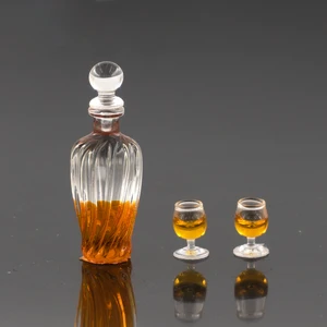 112 кукольный домик Миниатюрные аксессуары мини-бутылка для вина комплект бокалов имитация напитков модель игрушки для украшения кукольного дома