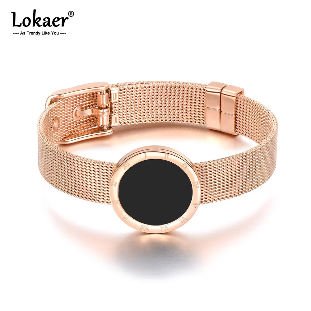 Lokaer браслет из нержавеющей стали с римскими цифрами браслеты на запястье для