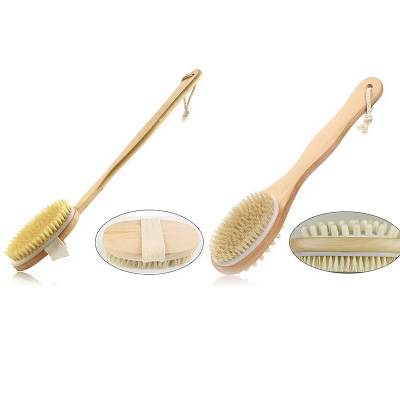 Длинные щетки для ванной натуральные кисточки с щетиной отшелушивающий массажер деревянной ручкой