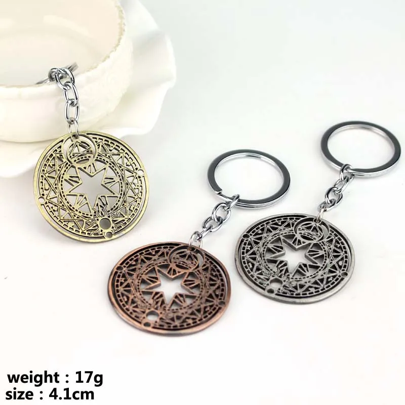Hot Sale Diy Handmade Stainless Steel Chain Japan Anime Keyring Cartoon Cardcaptor Sakura Keychain Magic Circle Llavero Symbol | Украшения