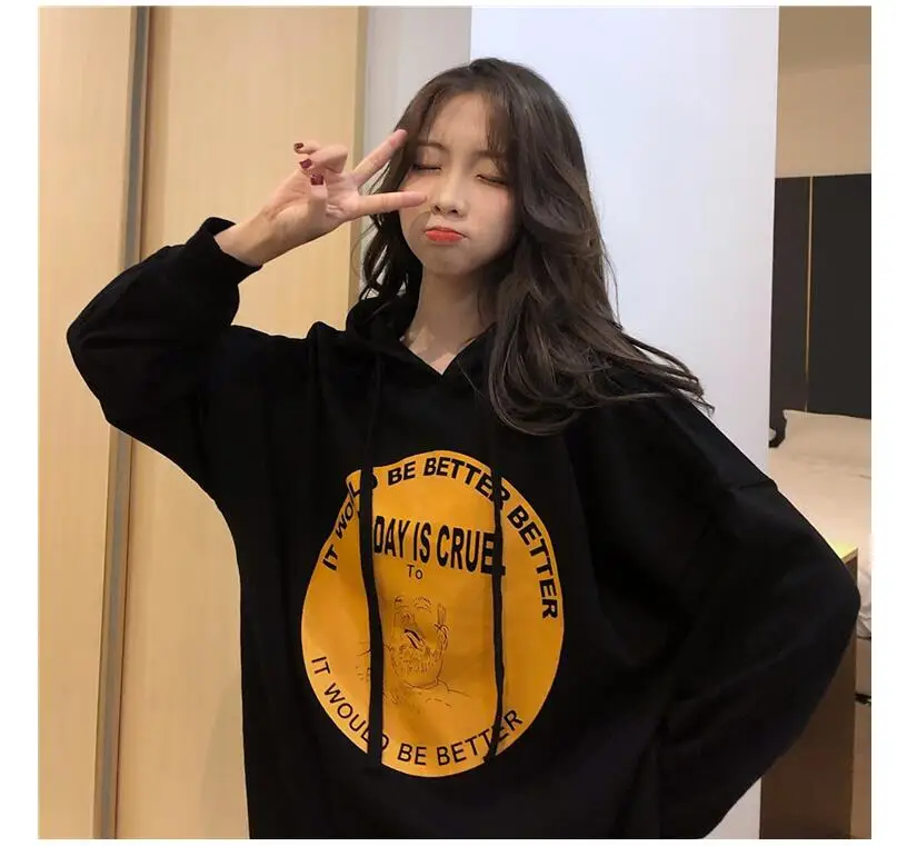 Oversized Pocket Sweatshirts Harajuku Hoodies Boy friend style Casual Style Pullovers Women sweetshirts