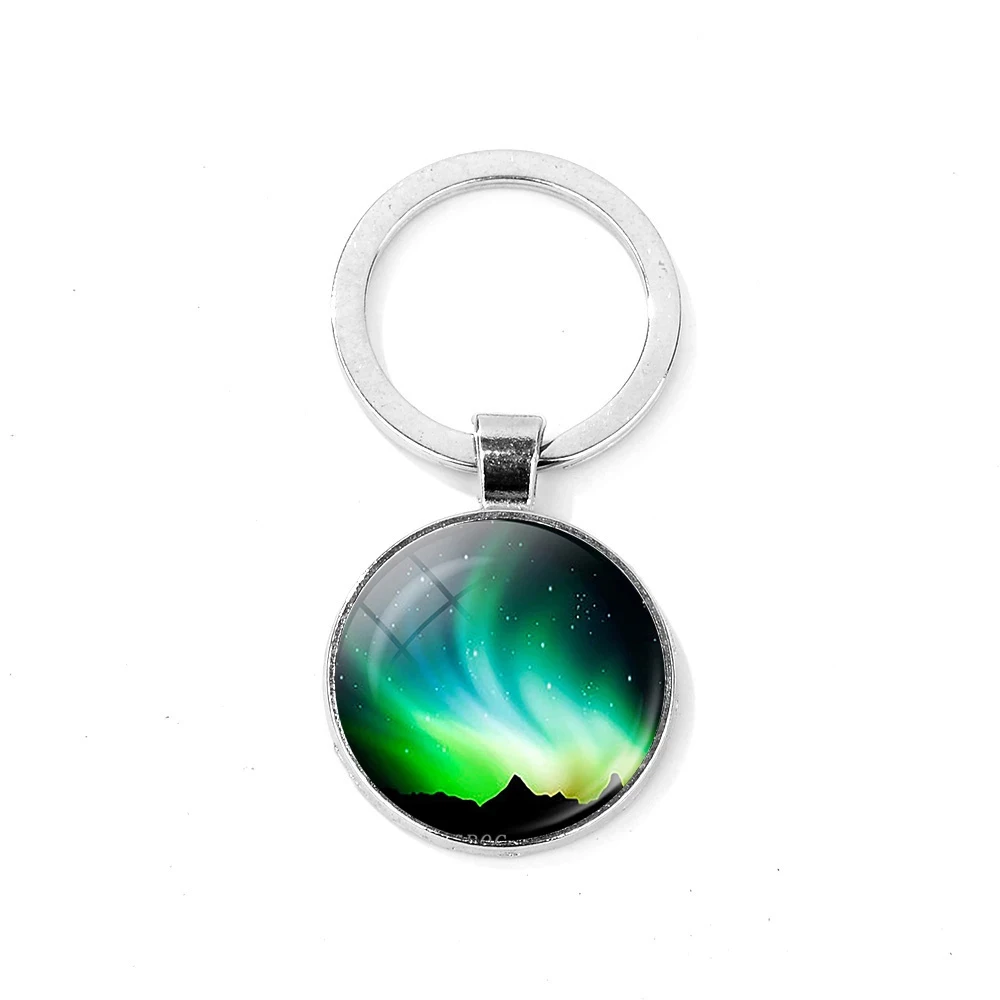 Брелок с северным светом Вселенная планета звездное небо фото стеклянный купол