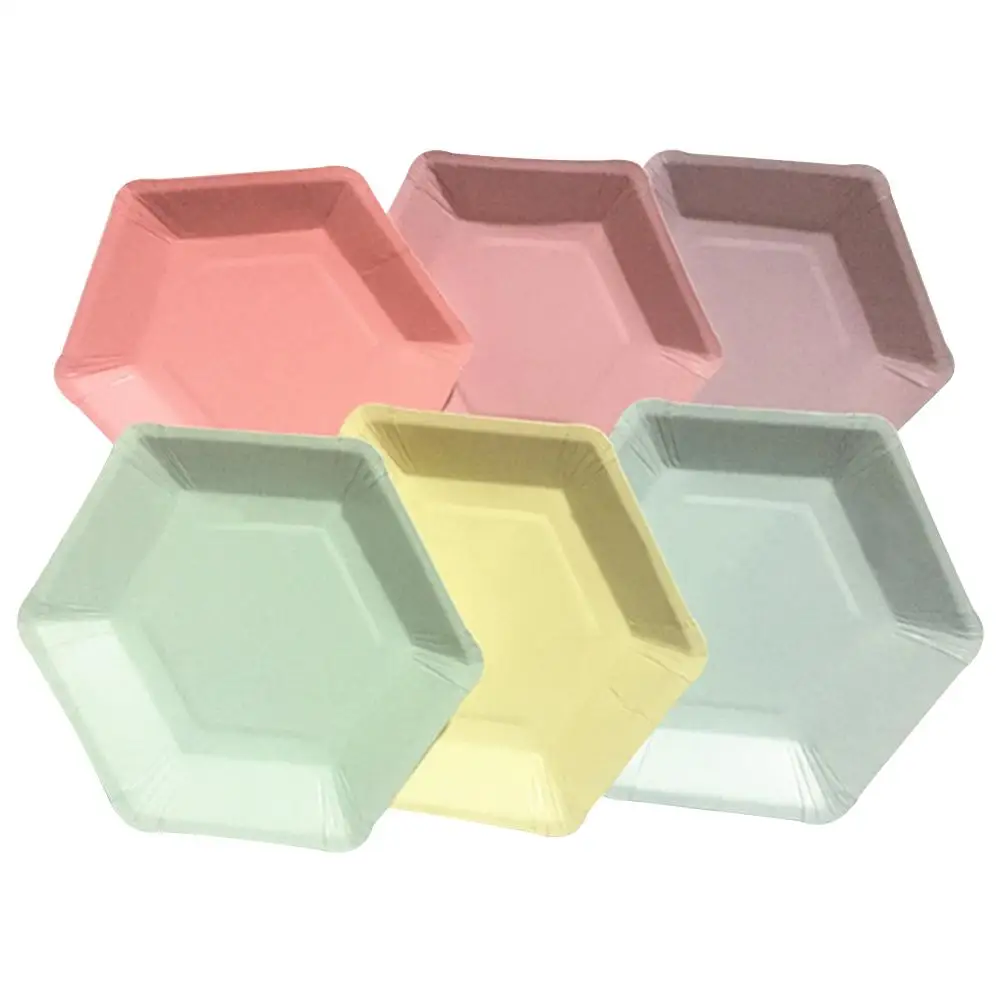 12 шт шесть Цвет одноразовые на день рождения бумажные тарелки для вечеринки с