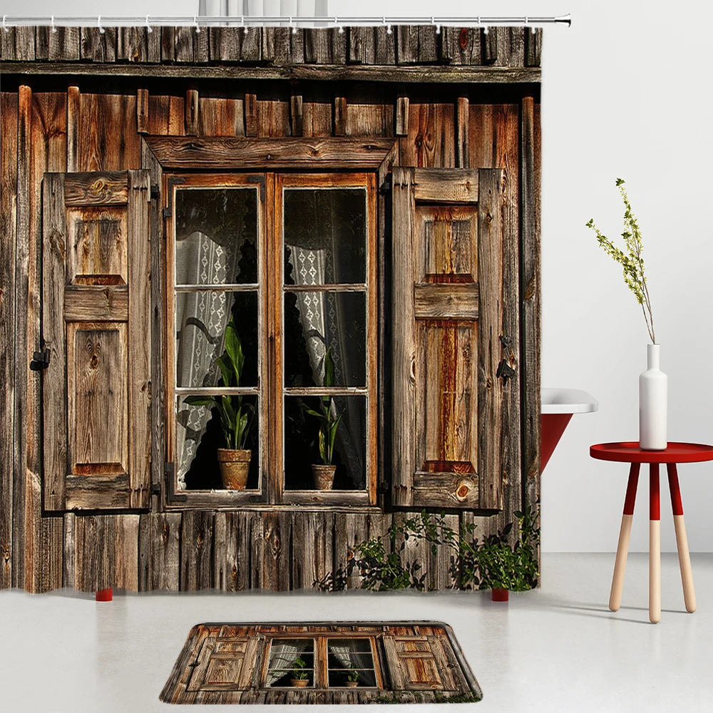 Набор деревянных занавесок для душа в стиле ретро коврики ванной украшения кухни