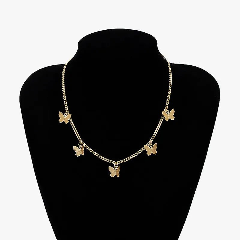 

Genayooa Alloy Gold Butterfly Necklace For Women Fashion New Accessories 2021 Beautiful Necklace Female Korean