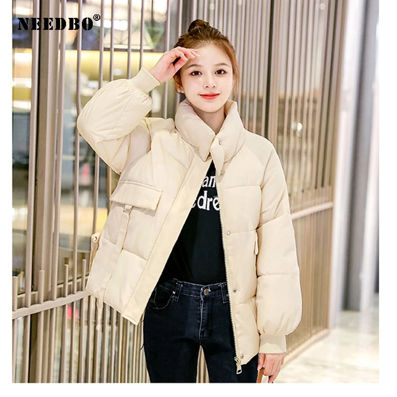NEEDBO Winter Jacket Women 2021 Parka Puffer Jacket Women Winter Coat Warm Plus Size Solid Standard Collar Casual Casaco Outwear