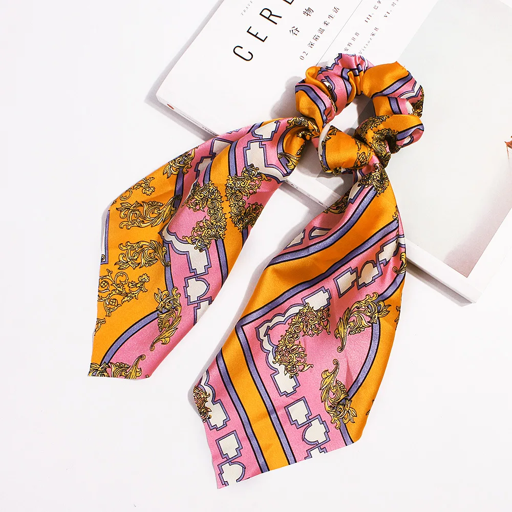 

Europe Fashion Women Bow Scrunchie Hair Scarf Ponytail Holder Hair Rope Tie Elastic Hair Bands Girls Streamers Hair Accessories