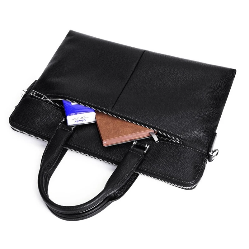 Fashion Men's Briefcase New Large Genuine Leather Laptop Handbag Business Office Tote Women's Waterproof Shoulder Messenger Bag
