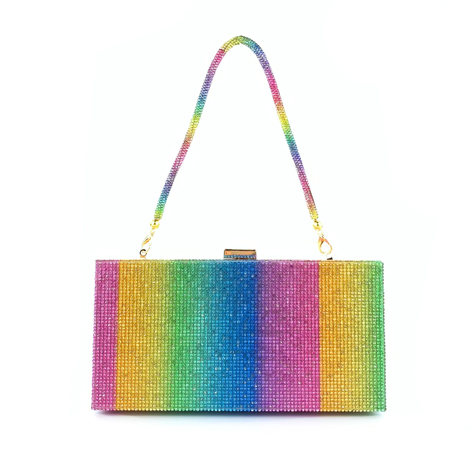 

Diamond rainbow bag ladies dinner handbag color rhinestone bag clutch bag luxury brand Messenger Hadbag