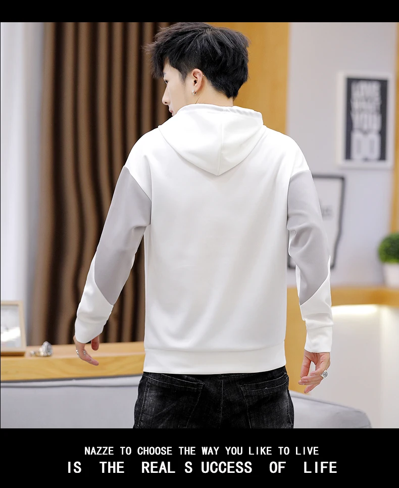

Spring Autumn Hat Wear Men's Long Sleeve T-shirt Trend Jacket Student Jacket Contrast Mosaic Jacket Men