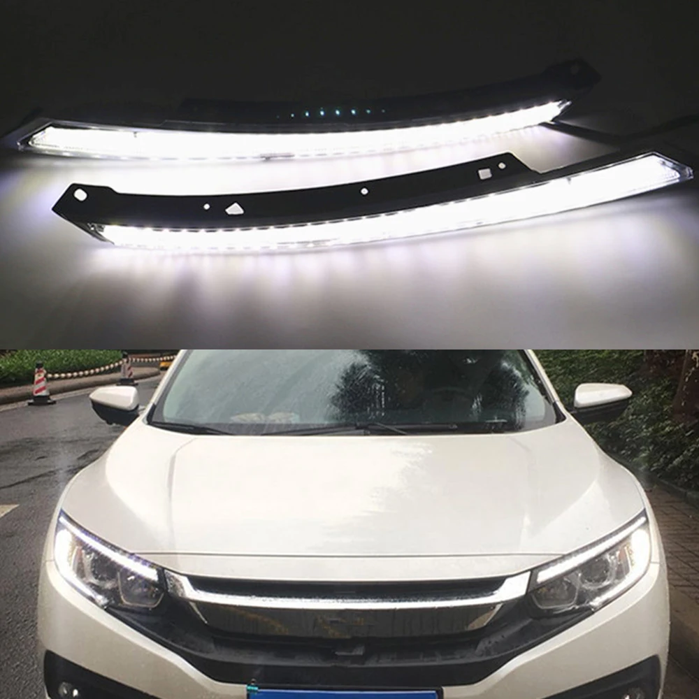 2 шт. для Honda Civic 2016 2017 2018 2019 2020 мигать светодиодный головной светильник бровей