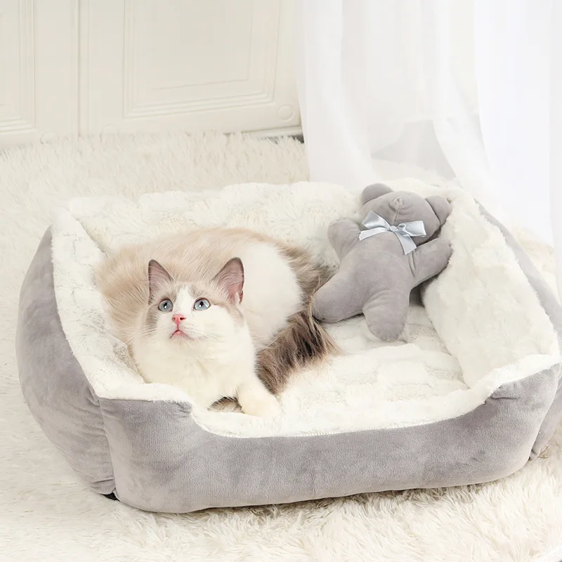 

Cat Winter Fleece Nest Small Medium Pet Thicken Sleeping Beds Plush Soft Puppy Kitten Warm Cushion Dogs Anti-slip Kennel