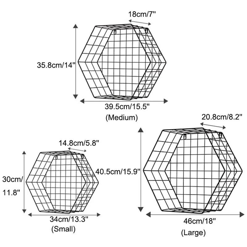 Современная железная шестиугольная сетка настенная полка для хранения