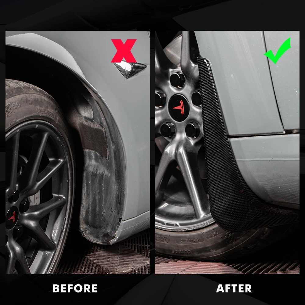 

2021 Model3 Mud Flaps For Tesla Model 3 Accessories Guard Fender Front Rear Wheel Mudguard Carbon Fiber ABS Model Three