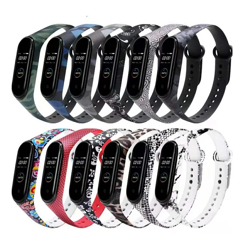 Цветные цветы для Xiaomi Mi Band 6 5 4 3 сменный Браслет mi band Универсальный силиконовый