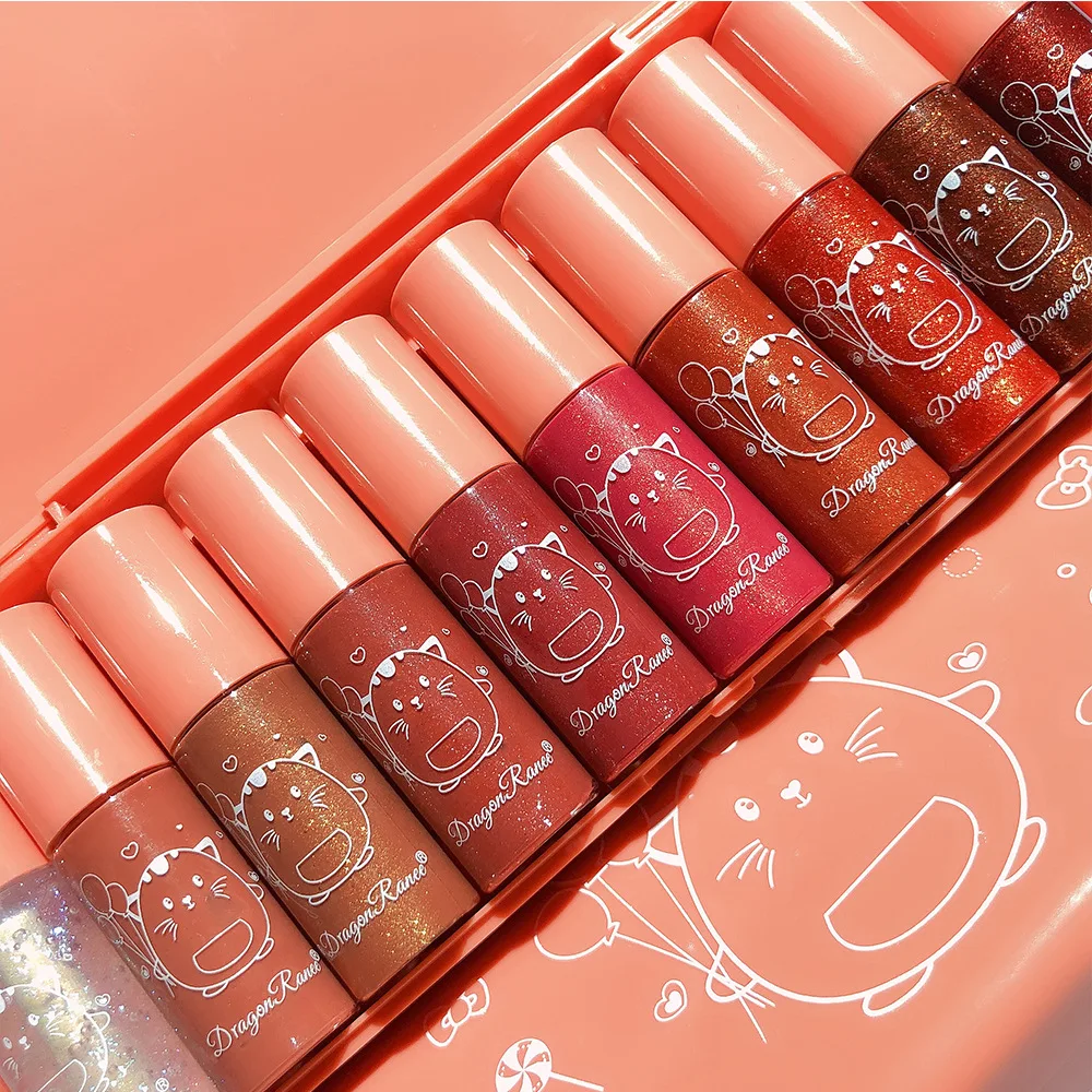 

10 Colors Liquid Lipstick Waterproof Moisturizing long lasting Shiny Lip Gloss Natural Makeup Jelly Lip Glaze Shimmer Lip Tint