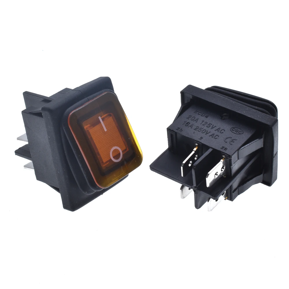 

Водонепроницаемый Клавишный Выключатель 30 А 20 А с индикатором, ручная кнопка, 4 контакта, 37,6*28,6 мм, переключатель питания