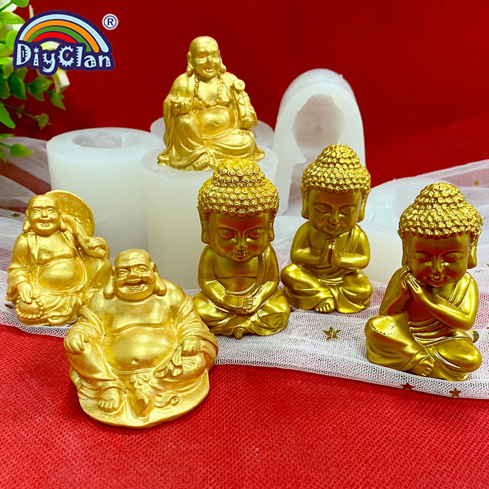 3D Maitreya Buddha Statue Candle Silicone Mold DIY Crafts Epoxy Resin Soap Gypsum Making Mould For Home Car Decoration Form