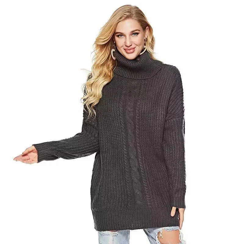 Womens Knitted Solid Turtleneck Mini Sweater Dress Ladies Knitwear Winter Long Sleeve New | Женская одежда