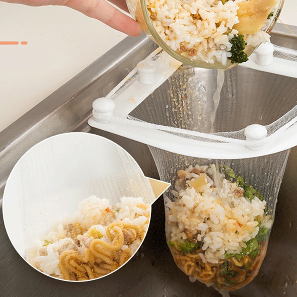 

50pcs/set 21cm Triangle Drainage Rack Kitchen Sink Leftovers Filter Hanging Net Drain Basket Kitchen Anti-blocking Drainage