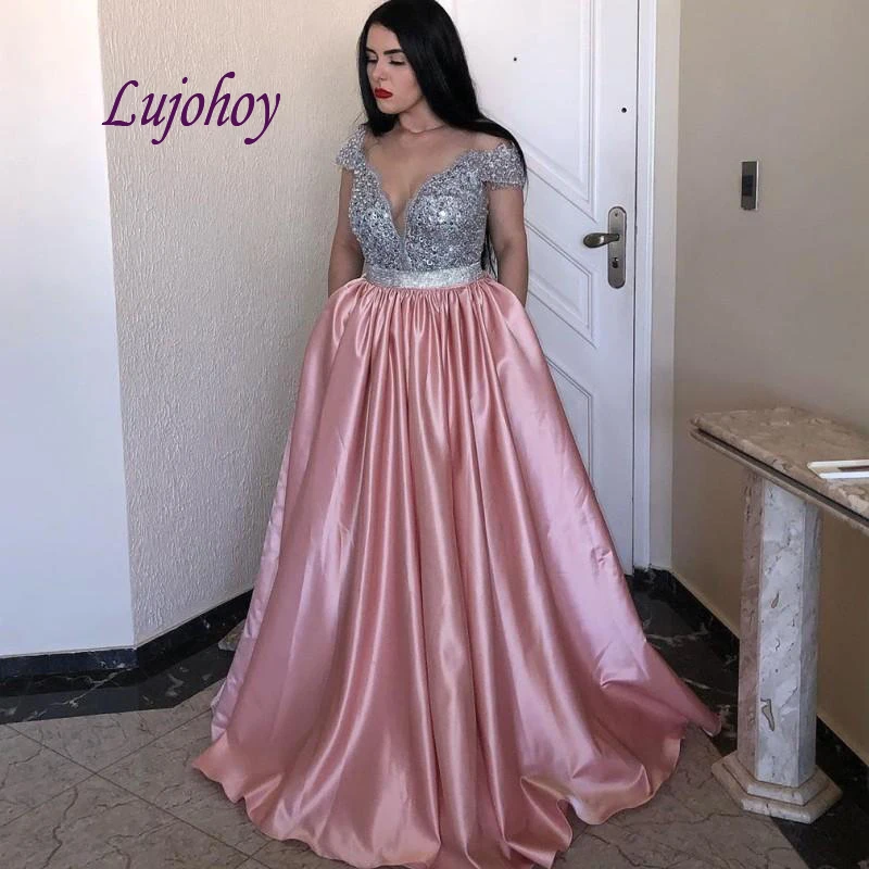 

Женские Длинные вечерние платья, розовые вечерние платья для выпускного вечера, размера плюс
