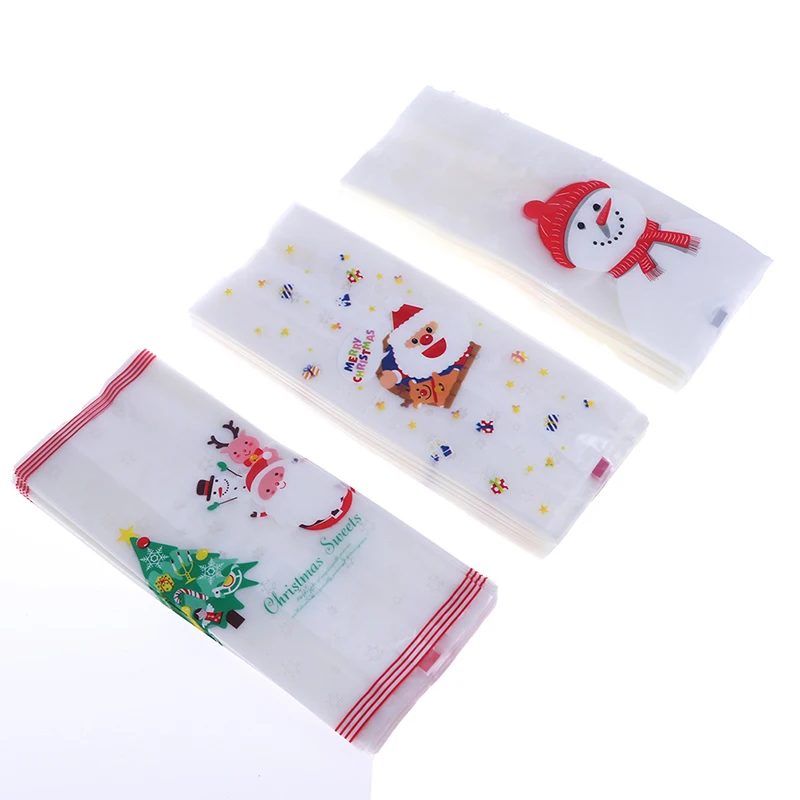 50 шт Рождественская сумка целлофановый печенье Счастливого Рождества мешочек
