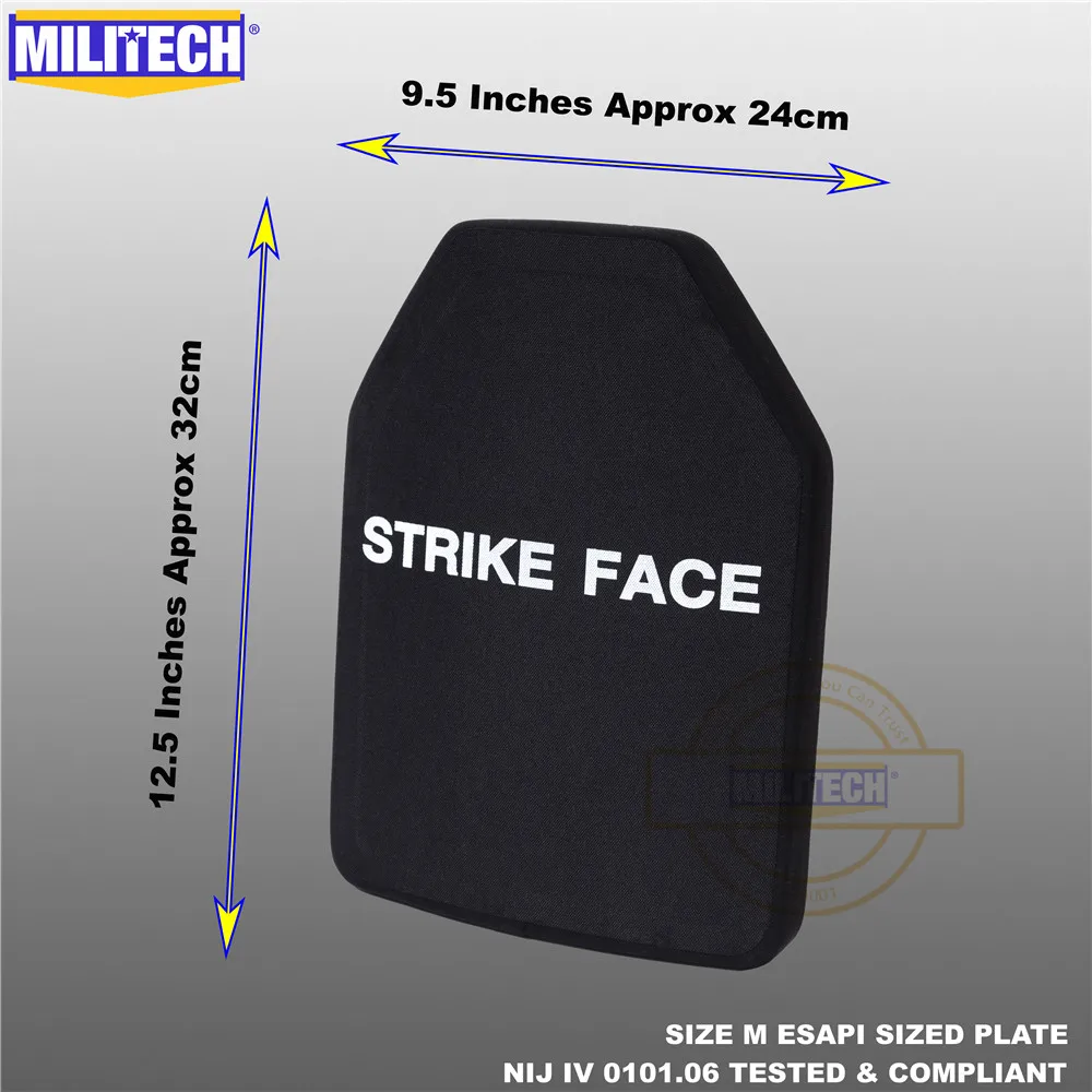 ESAPI Bulletproof Plate Ballistic Panel NIJ level 4 IV Alumina & PE Stand Alone Two PCS From Size S to XL Body Armor--Militech |