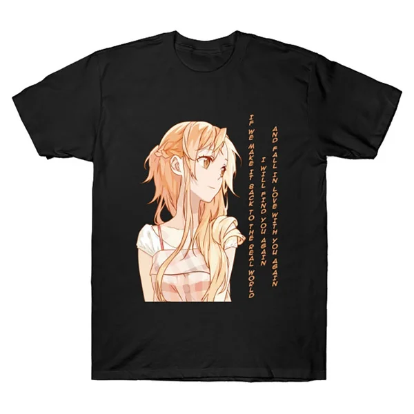 

yuuki asuna quote Tshirt Funny Men New T Shirt For Women Print Tshirts Summer O-Neck T-Shirt