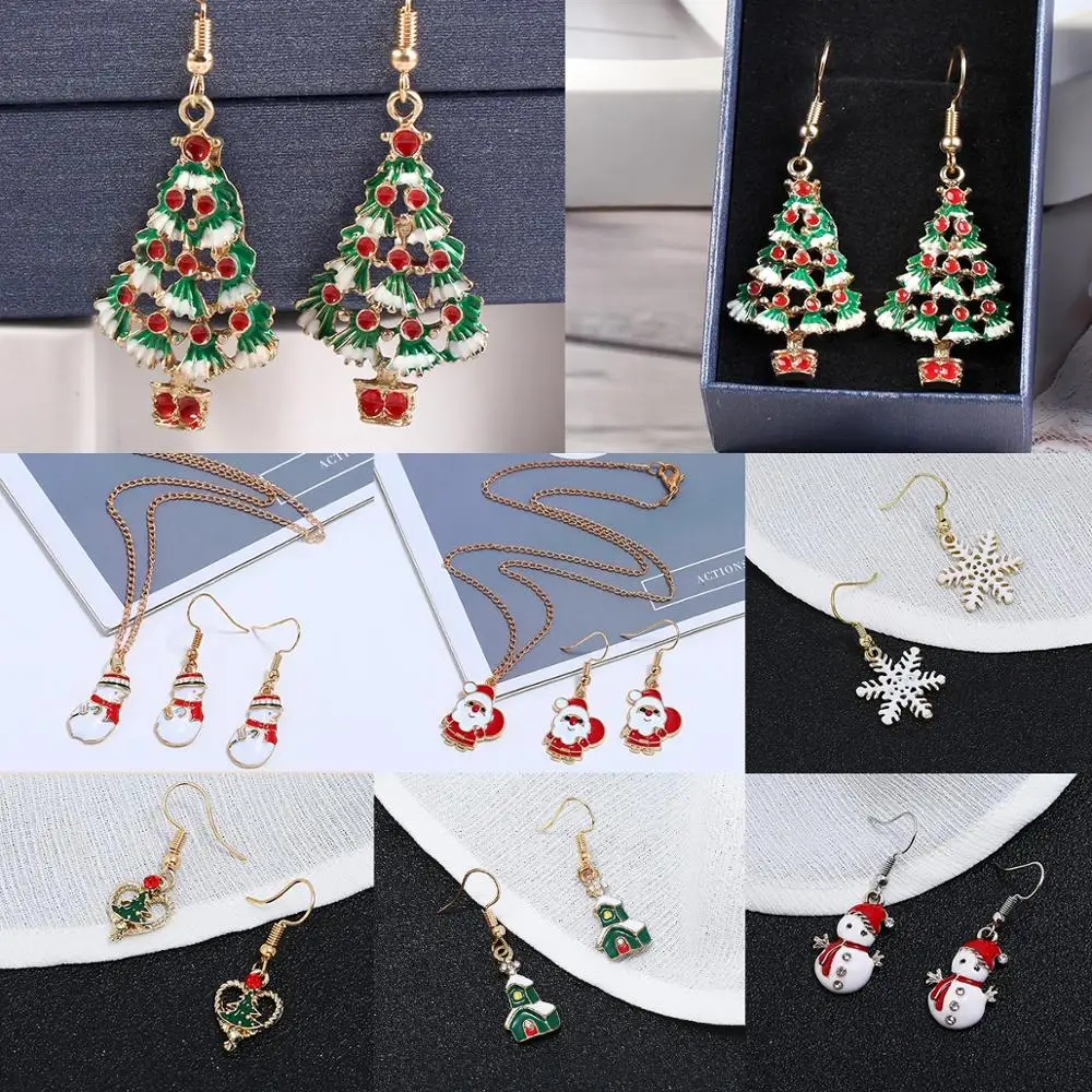 Рождественские подарки ожерелье с Санта Клаусом серьги рождественские